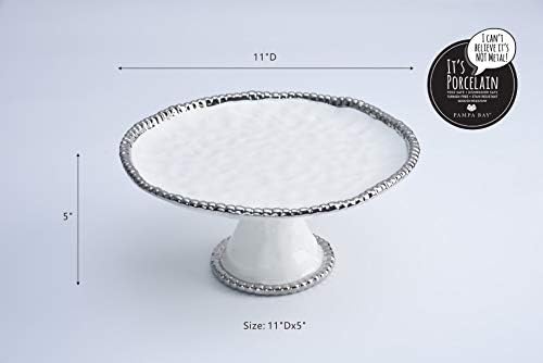 Golden Salerno Round Cake Stand (White) in White, alternate view 3