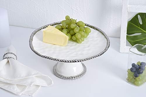 Golden Salerno Round Cake Stand (White) in White, alternate view 6