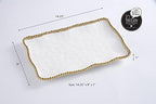 Golden Salerno Titanium-Plated Porcelain Medium Platter, 14.25 x 9 x 1in in 14.25 inches in White and Gold, alternate view 3