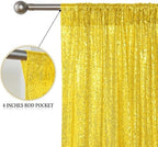 Golden Yellow Sequin Backdrop Curtain 4FTx8FT Glitter Blue Background Drapes Sparkle Photography Backdrop for, alternate view