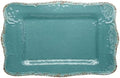 Gourmet Art Crackle Set of 2 Melamine Rectangular Serving Trays/Platters Aquamarine blue 17" in