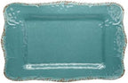 Gourmet Art Crackle Set of 2 Melamine Rectangular Serving Trays/Platters Aquamarine blue 17" in
