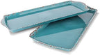 Gourmet Art Crackle Set of 2 Melamine Rectangular Serving Trays/Platters Aquamarine blue 15" (Pack of 2) in, alternate view 3