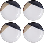 Gourmet Basics Caden 16-Piece Stoneware Dinnerware Set, Service for 4, White Glossy Center with Black and Tan, alternate view