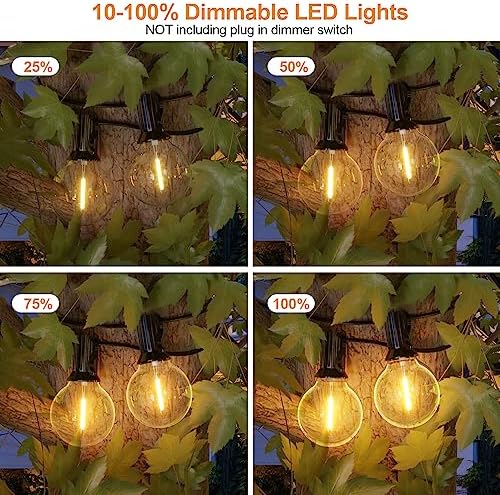 GPATIO 120FT Outdoor String Lights, Waterproof Patio Lights with 64 Hanging Lights Globe G40 Bulbs, 2700k, alternate view 4