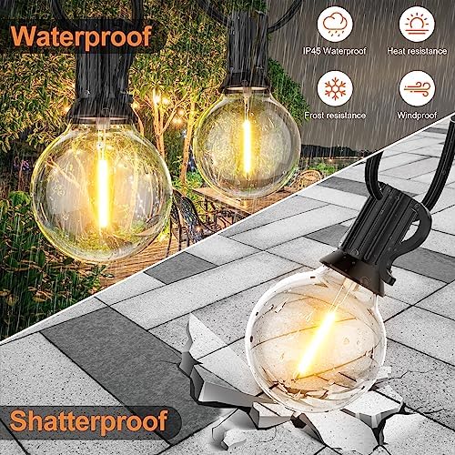 GPATIO 120FT Outdoor String Lights, Waterproof Patio Lights with 64 Hanging Lights Globe G40 Bulbs, 2700k, alternate view 5