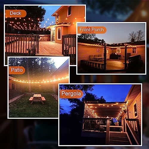 GPATIO 120FT Outdoor String Lights, Waterproof Patio Lights with 64 Hanging Lights Globe G40 Bulbs, 2700k, alternate view 6