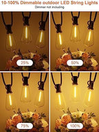 GPATIO 120FT Outdoor String Lights, Waterproof Patio Lights with 64 Hanging Lights ST38 Bulbs, 2700k, alternate view 4