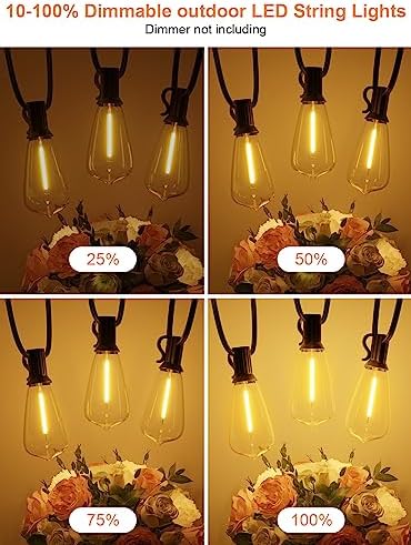 GPATIO 120FT Outdoor String Lights, Waterproof Patio Lights with 64 Hanging Lights ST38 Bulbs, 2700k, alternate view 4