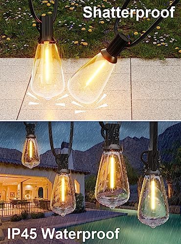 GPATIO 120FT Outdoor String Lights, Waterproof Patio Lights with 64 Hanging Lights ST38 Bulbs, 2700k, alternate view 5
