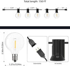 GPATIO Outdoor String Lights, 150FT G40 Bulbs Shatterproof Patio Lights, Waterproof Dimmable Hanging Outdoor, alternate view