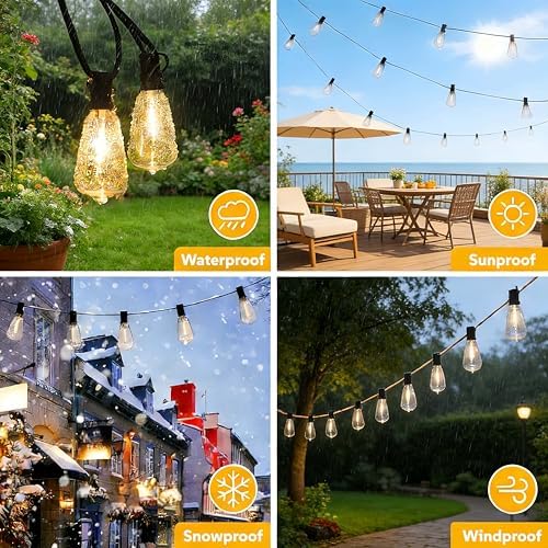 GPATIO Outdoor String Lights, 150FT ST38 Bulbs Shatterproof Patio Lights, Waterproof Dimmable Outside Hanging, alternate view