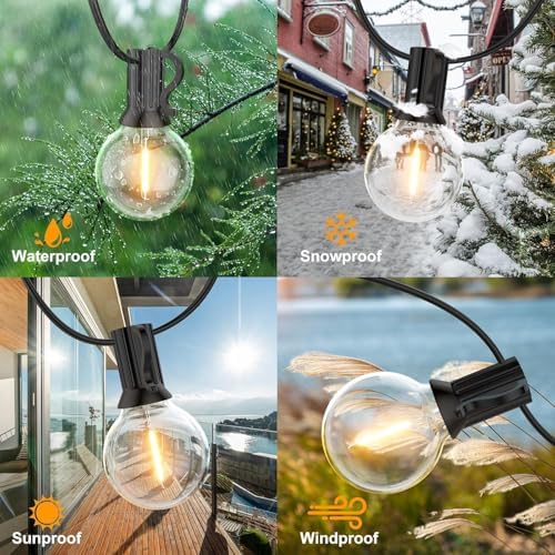 GPATIO Outdoor String Lights, 50FT G40 Bulbs Shatterproof Patio Lights, Waterproof Dimmable Hanging Outdoor, alternate view 2