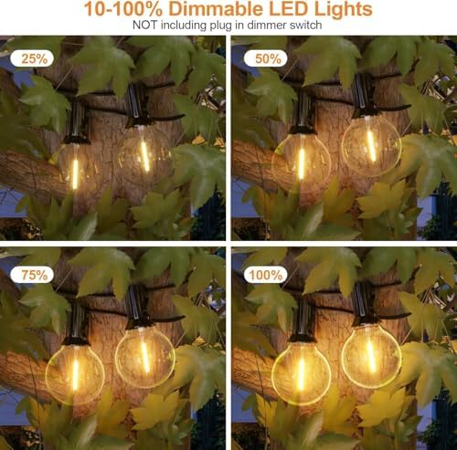 GPATIO Outdoor String Lights, 50FT G40 Bulbs Shatterproof Patio Lights, Waterproof Dimmable Hanging Outdoor, alternate view 3