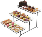 Gracious Dining 3-Tier Serving Display Stand, Rectangular White Porcelain Plates, Tiered Serving Display