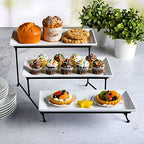 Gracious Dining 3-Tier Serving Display Stand, Rectangular White Porcelain Plates, Tiered Serving Display, alternate view 2