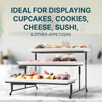 Gracious Dining 3-Tier Serving Display Stand, Rectangular White Porcelain Plates, Tiered Serving Display, alternate view 3
