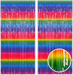Gradient Neon Party Streamers Backdrop Decorations 3.2ft x 8.2ft 2 Packs