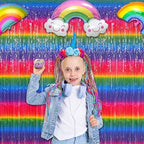 Gradient Neon Party Streamers Backdrop Decorations 3.2ft x 8.2ft 2 Packs, alternate view 7