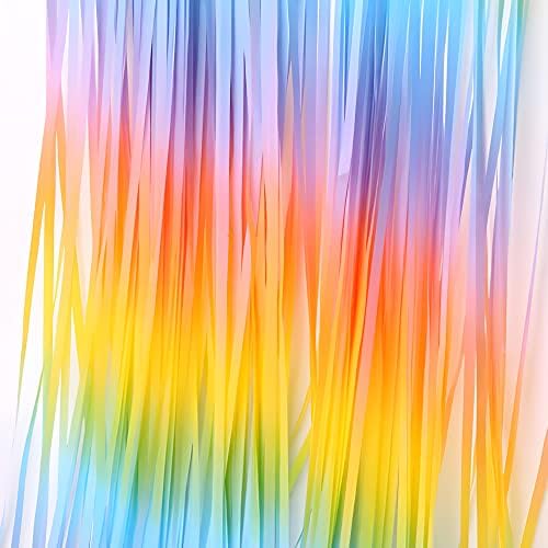 Gradient Pastel Foil Fringe Curtain - Pastel Color Backdrop Streamers for Kids