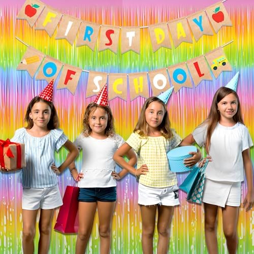 Gradient Pastel Foil Fringe Curtain - Pastel Color Backdrop Streamers for Kids, alternate view 6