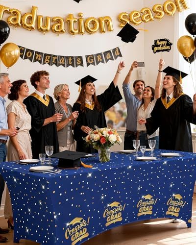 Graduation 2026 Spandex Tablecloth 6ft 2 Pack Blue, alternate view 6