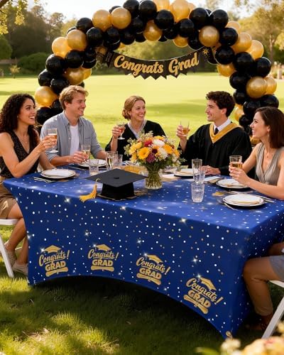 Graduation 2026 Spandex Tablecloth 6ft 2 Pack Blue, alternate view 7