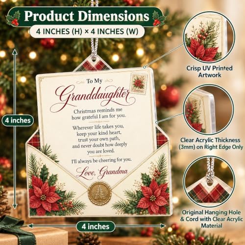 Granddaughter Ornament 2026, Granddaughter Gifts from Grandma, Granddaughter Christmas Ornament, for Grandkids, alternate