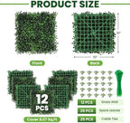 Grass Wall 12 Pack 10"x10" Artificial Boxwood Hedge Wall Panels, Privacy Hedge Screen Faux Boxwood for Outdoor, alternate