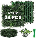 Grass Wall 24 Pack 10"x10" Artificial Boxwood Hedge Wall Panels, Privacy Hedge Screen Faux Boxwood for Outdoor