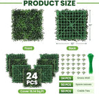 Grass Wall 24 Pack 10"x10" Artificial Boxwood Hedge Wall Panels, Privacy Hedge Screen Faux Boxwood for Outdoor, alternate