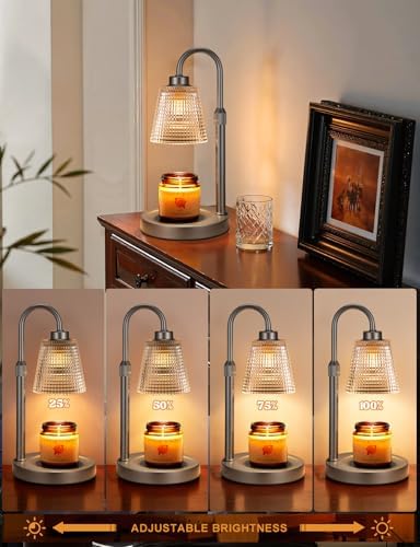 Gray Candle Warmer Lamp with Timer, Dimmable Candle Warmer for Jar Candles, Height Adjustable Wax Melts Warmer, alternate