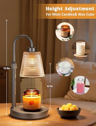 Gray Candle Warmer Lamp with Timer, Dimmable Candle Warmer for Jar Candles, Height Adjustable Wax Melts Warmer, alternate