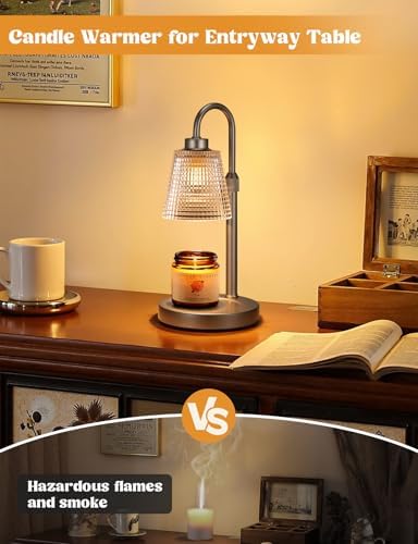 Gray Candle Warmer Lamp with Timer, Dimmable Candle Warmer for Jar Candles, Height Adjustable Wax Melts Warmer, alternate