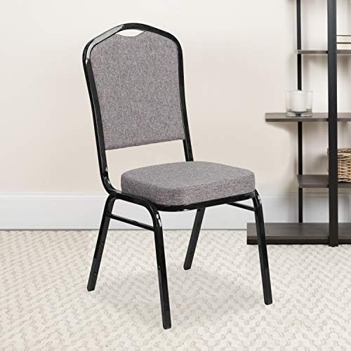 Gray Crown Back Stacking Banquet Chair, 4-Pack