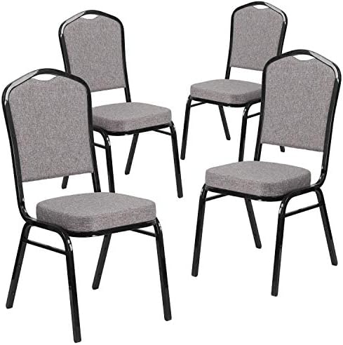 Gray Crown Back Stacking Banquet Chair, 4-Pack, alternate view 3