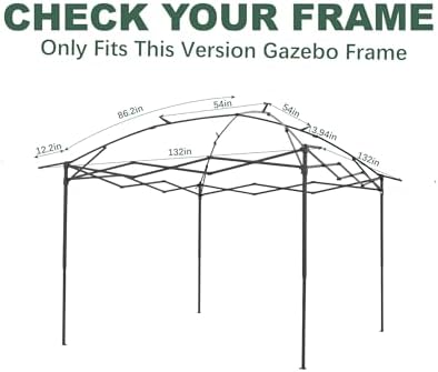 Gray Gazebo Cover Compatible with COOS Bay 11x11, CoolSpot 11'x11', alternate view 3