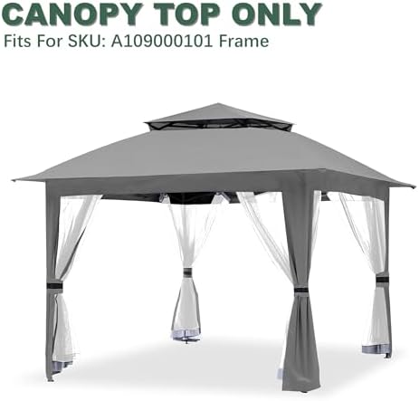 Gray Gazebo Cover Compatible with COOS Bay 11x11, CoolSpot 11'x11', alternate view 4