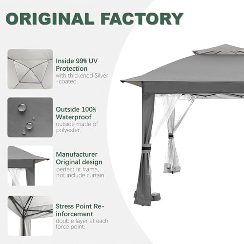 Gray Gazebo Cover Compatible with COOS Bay 11x11, CoolSpot 11'x11', alternate view 5