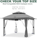 Gray Gazebo Cover Compatible with COOS Bay 11x11, CoolSpot 11'x11', alternate view 6