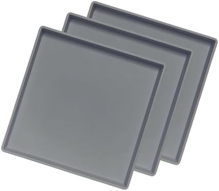 Gray Square Tray 11 Inch - 3 Pack Hard Plastic Decorative Tray in 10.2"L x 5.5"W x 1.1"H in Gray