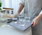 Gray Square Tray 11 Inch - 3 Pack Hard Plastic Decorative Tray in 10.2"L x 5.5"W x 1.1"H in Gray, alternate view 2