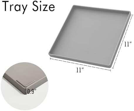Gray Square Tray 11 Inch - 3 Pack Hard Plastic Decorative Tray in 10.2"L x 5.5"W x 1.1"H in Gray, alternate view 3