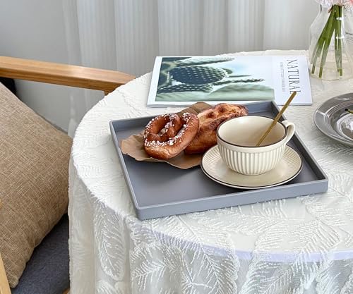 Gray Square Tray 11 Inch - 3 Pack Hard Plastic Decorative Tray in 10.2"L x 5.5"W x 1.1"H in Gray, alternate view 5
