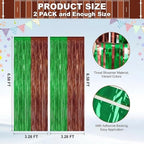 Green and Brown Metallic Fringe Curtains 2 Pack, Tinsel Backdrop for Party, alternate view 2