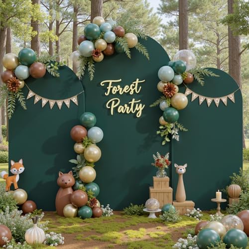 Green Arch Backdrop Set of 3, 6ft 6.6ft 7.2ft Stretchy Spandex Fitted Cover for Round Top Chiara Stand