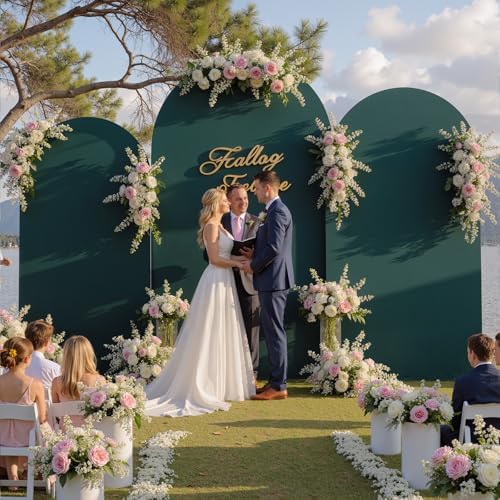 Green Arch Backdrop Set of 3, 6ft 6.6ft 7.2ft Stretchy Spandex Fitted Cover for Round Top Chiara Stand, alternate view 2