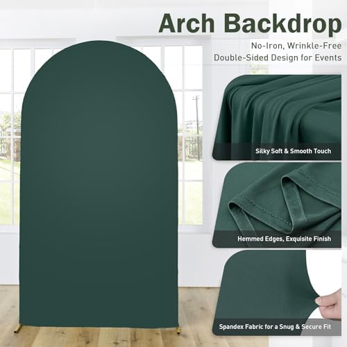 Green Arch Backdrop Set of 3, 6ft 6.6ft 7.2ft Stretchy Spandex Fitted Cover for Round Top Chiara Stand, alternate view 5