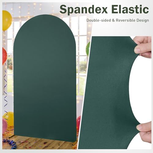Green Arch Backdrop Set of 3, 6ft 6.6ft 7.2ft Stretchy Spandex Fitted Cover for Round Top Chiara Stand, alternate view 6