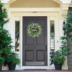 Green Artificial Eucalyptus Wreath with Welcome Sign 20in Mixed White Berries Spring Summer Wreath for Front, alternate view